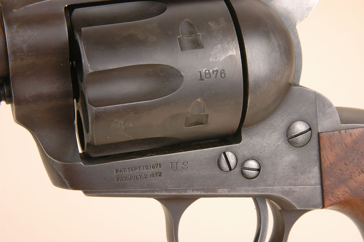 Mike’s U.S. Firearms Little Bighorn Battlefield 45 carries both the U.S. martial marking and a serial number of 1876, which was the year of that battle.